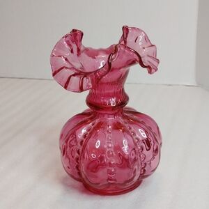 Fenton Glass Cranberry 6" Vase.